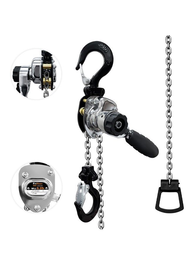 FITHOIST Chrome Plated Mini Chain Hoist 1/4 ton 550Lbs Capacity 5ft Lift Manual lever chain hoist Resists corrosion chrome exterior finish Alloy Steel G80 Chain, for Garages Warehouse Automotive - Image 1
