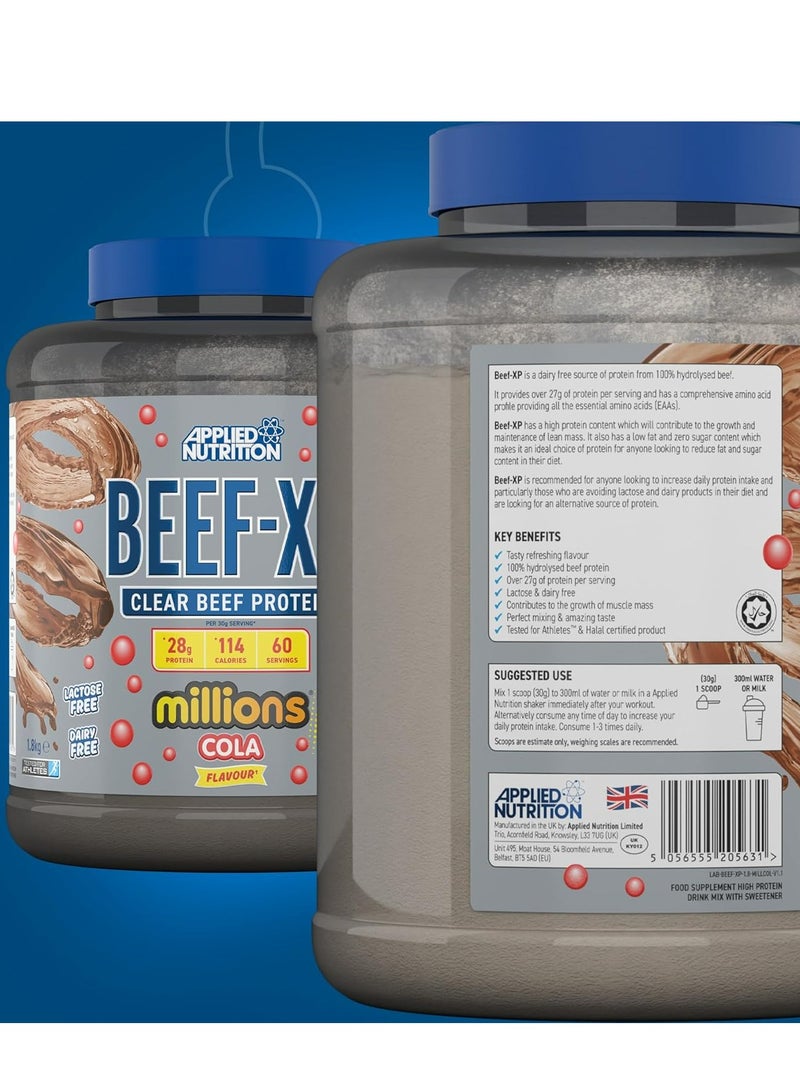 أبلايد نيوتريشن Beef Xp Clear بروتين معزول (نكهة الملايين من الكولا) 1.8 كجم - 28 جرام بروتين، خالي من اللاكتوز، خالي من منتجات الألبان - Image 2