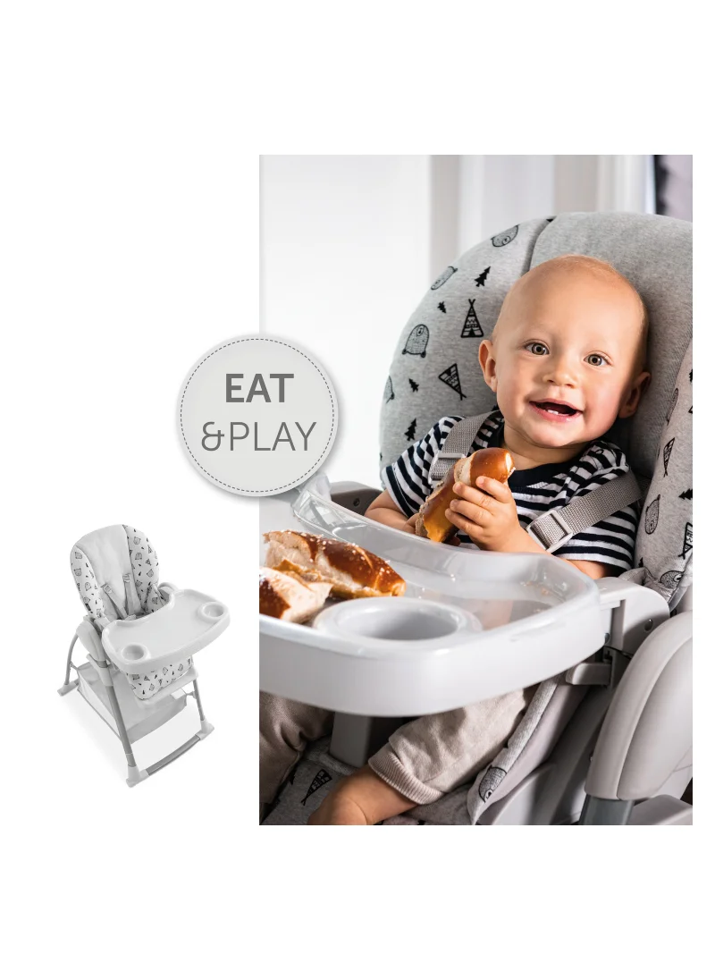 hauck Sit N Relax 3-In-1 includes Baby Bouncer and High Chair, Compact & Foldable, with Plush Toys, Grey 0M+