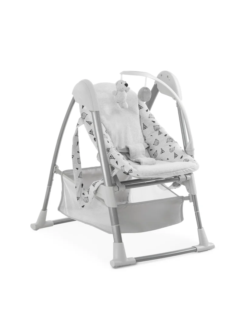 hauck Sit N Relax 3-In-1 includes Baby Bouncer and High Chair, Compact & Foldable, with Plush Toys, Grey 0M+