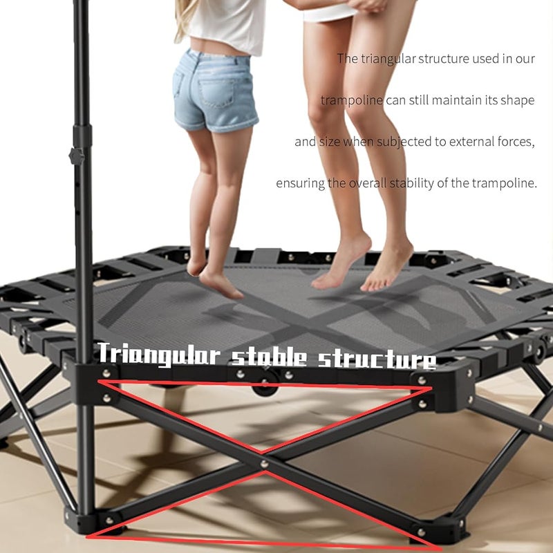 AoMige 42" Folding Rebounder Trampoline,Portable Foldable Installation-Free Fitness Bungee Rebounder with Adjustable Handle Max Load 300KG for Indoor/Garden Exercise for Adults and Children - Image 2