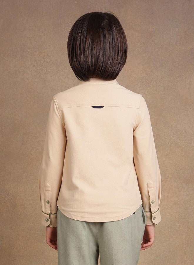 One Friday Kids Boys Beige Embroidered Shirt - Image 2
