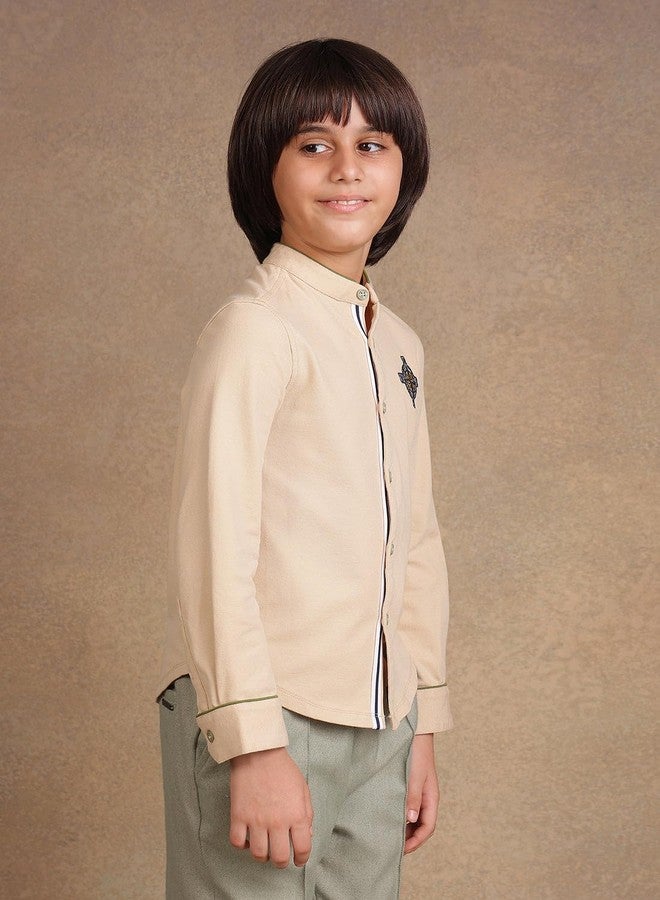 One Friday Kids Boys Beige Embroidered Shirt - Image 5