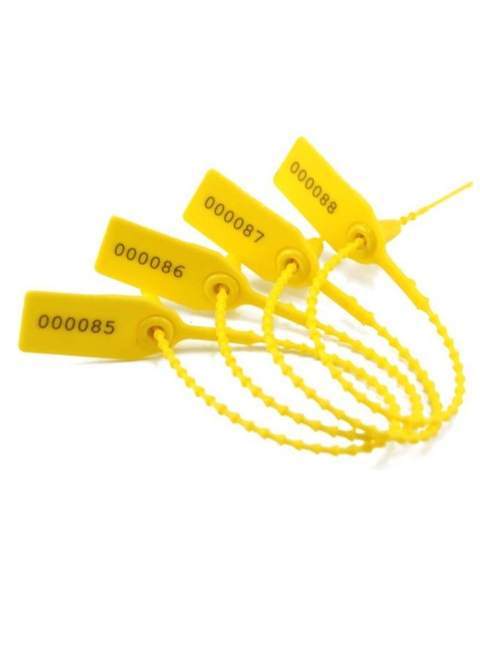 Plastic Tamper Seals, Zip Ties for Fire Extinguishers Pull Tite Security Tags Numbered Disposable Self-Locking Tie 250mm Length (Yellow)  - Image 2