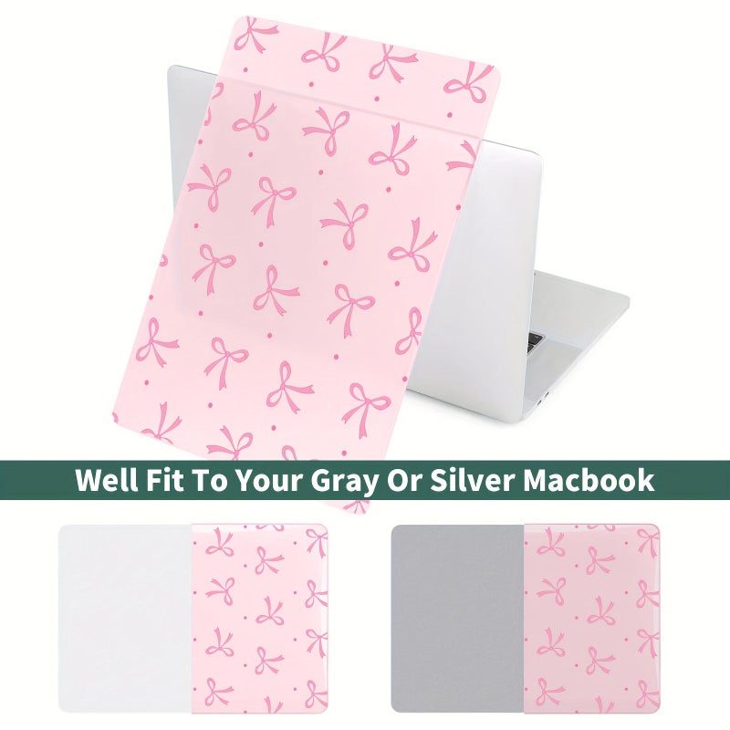 غطاء وردي شفاف مع فيونكة لجهاز MacBook Air مقاس 13 بوصة M5 A3449 2026 - Image 4
