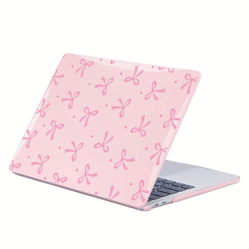 غطاء وردي شفاف مع فيونكة لجهاز MacBook Air مقاس 13 بوصة M5 A3449 2026 - Image 1