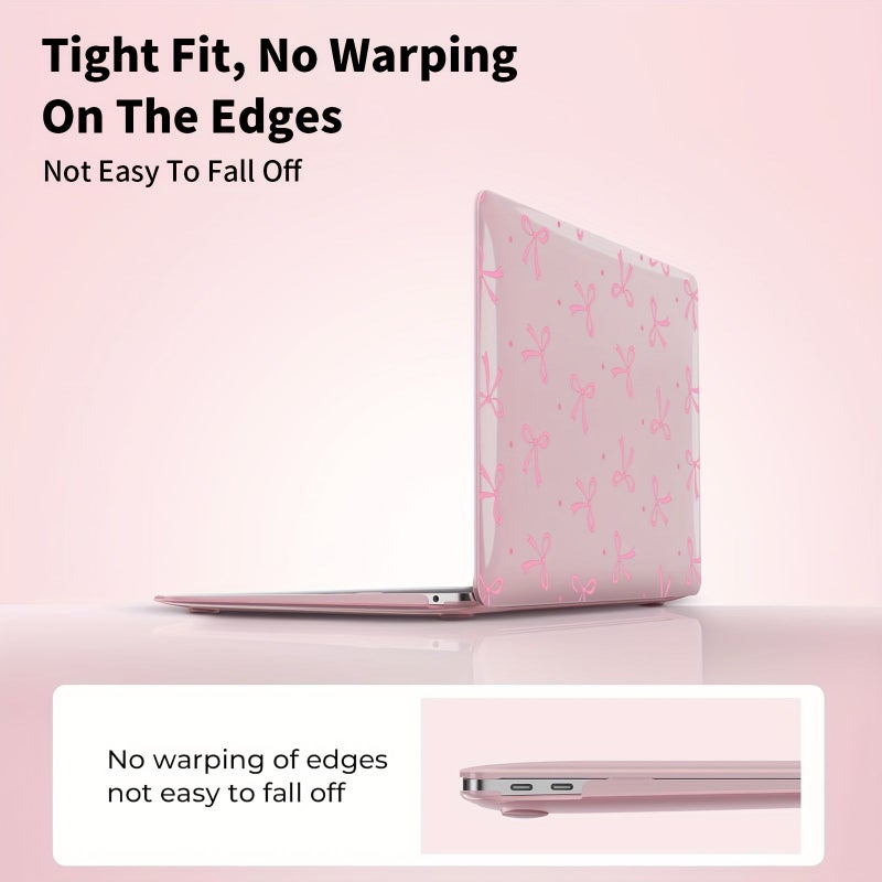 غطاء وردي شفاف مع فيونكة لجهاز MacBook Air مقاس 13 بوصة M5 A3449 2026 - Image 3