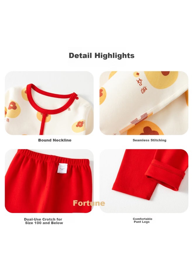 Ingebaby Kids Autumn Winter Thermal Underwear Set Baby Pajamas Children's Homewear Infant Cardigan Top And Bottom