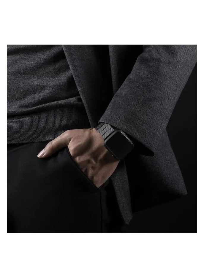 PITAKA Carbon Fiber Link Bracelet Band Modern for Apple Watch/ Lightweight and Durable/ Adjustable Links/ Stainless Steel and Carbon Fiber/ Stylish Replacement Band - Black Carbon - Image 2