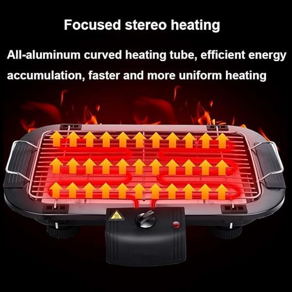 CHALISA 2000W Electric Smokeless Portable Adjustable Temperature Control Indoor And Outdoor Barbeque Grill Removable Water Filled Drip Tray - Image 3