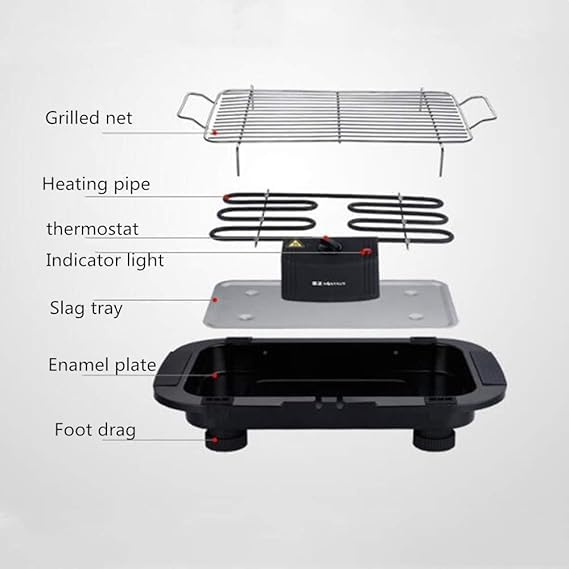 CHALISA 2000W Electric Smokeless Portable Adjustable Temperature Control Indoor And Outdoor Barbeque Grill Removable Water Filled Drip Tray - Image 4