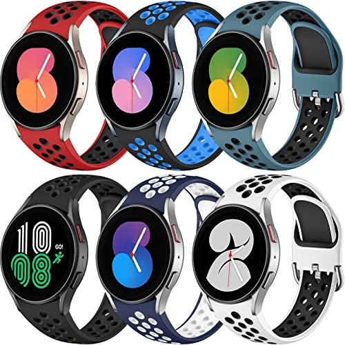 DAQIN 6 PACK No Gap Bands Only Compatible with Samsung Galaxy Watch 7/6/5/4 Band 40mm 44m/Watch 6 Classic 43mm 47mm/Galaxy Watch 5 Pro 45mm/4 Classic 42mm 46mm, 20mm Soft Silicone Sport Bands for Women Men - Image 1