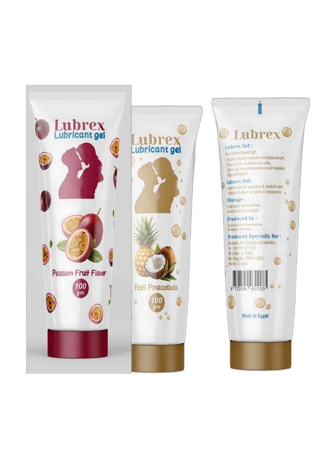 Lubrex lubricant gel passion fruit 100 GM & Lubrex lubricant gel pinacolada 100 GM Bundle - Image 1