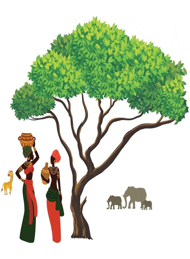 CVANU Tree & Women Self-Adhesive Vinyl Wall Sticker for Wall Decoration (40inX36in)_S259 - Image 2