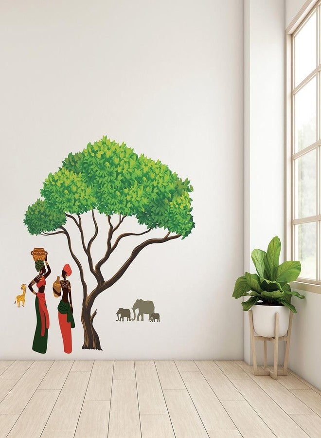 CVANU Tree & Women Self-Adhesive Vinyl Wall Sticker for Wall Decoration (40inX36in)_S259 - Image 3