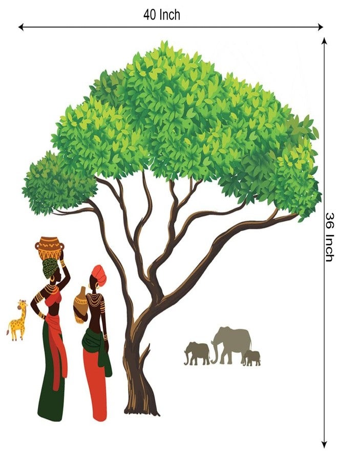 CVANU Tree & Women Self-Adhesive Vinyl Wall Sticker for Wall Decoration (40inX36in)_S259 - Image 4