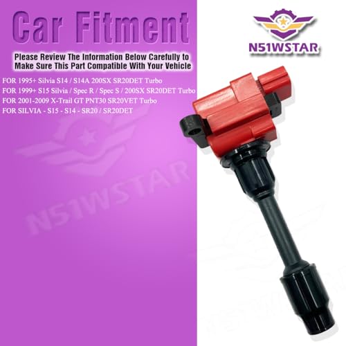 N51WSTAR حزمة ملف الإشعال N51WSTAR للأداء - متوافقة مع نيسان سيلفيا S14/S14A/200SX توربو/S15 سيلفيا/Spec R/Spec S/200SX توربو/X-Trail GT/PNT30/SR20VET توربو - بديل لرقم 22448-91F00 - Image 5