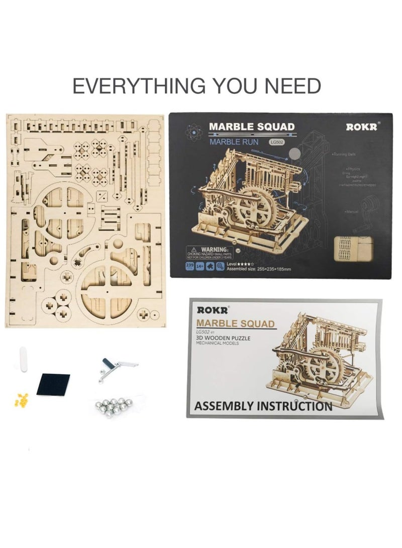 Robotime ROKR Marble Squad Trapdoors Marble Run LG502,3D Wooden Puzzles for Adults/Teens, Creative Home Decor, Unique Gift for Craft Hobby Adults/Teens - Image 2