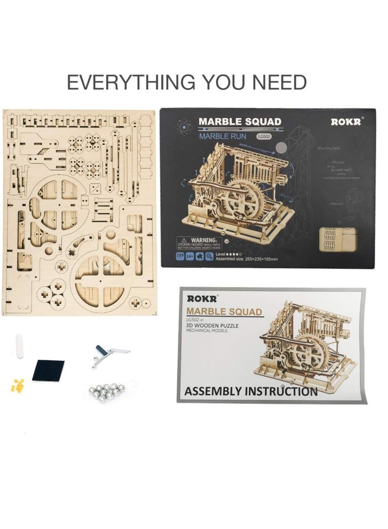 Robotime ROKR Marble Squad Trapdoors Marble Run LG502,3D Wooden Puzzles for Adults/Teens, Creative Home Decor, Unique Gift for Craft Hobby Adults/Teens - Image 3