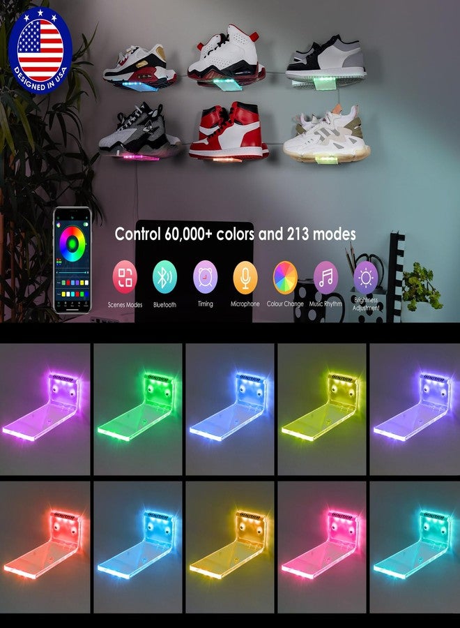 أبريري عرض أحذية عائم من الأكريليك بتقنية LED من OAPRIRE، عبوة من 6 قطع | تحكم عن بعد وتطبيق، أكثر من 60,000 لون RGB، 213 وضعًا، تغيير الألوان متزامن مع الموسيقى، يعمل بمنفذ USB، مثالي لمقاسات الأحذية من 6 إلى 13 - Image 2