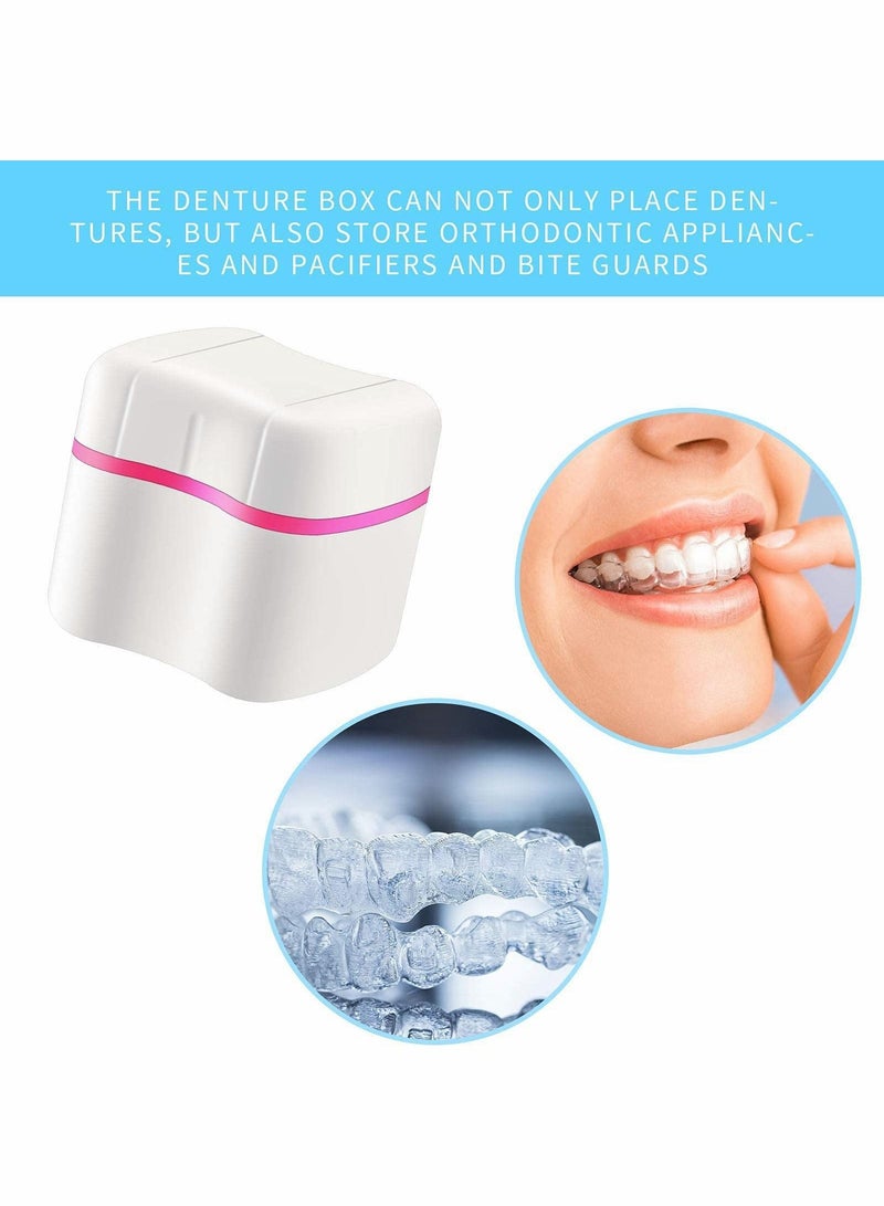 Y&D Denture Bath Case, Cups Container with Basket Holder 2 Pack (Blue, Red)  - Image 5