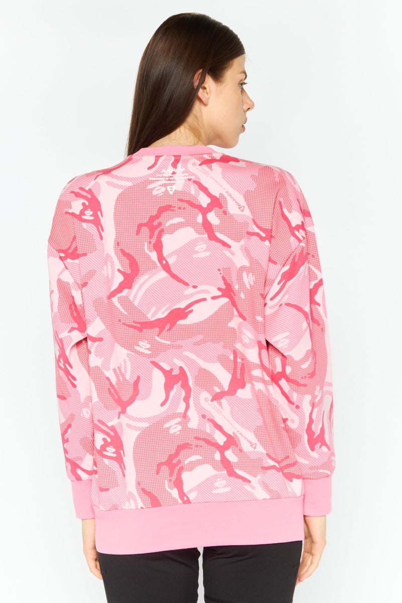 Aape By A Bathing Ape سويت شيرت نسائي بأكمام طويلة وطباعة جرافيك، وردي - Image 2