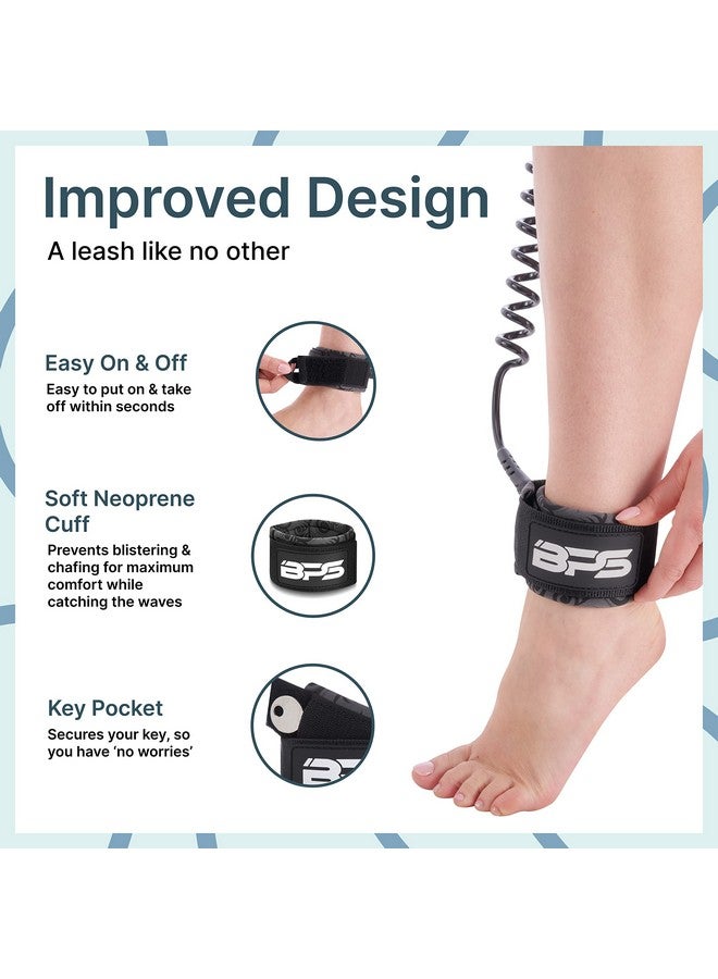 BPS 'Storm' Premium Coiled Sup Leash 10Ft Leash With Triple Rail Savers And Double Swivels (Koru Black) - Image 5