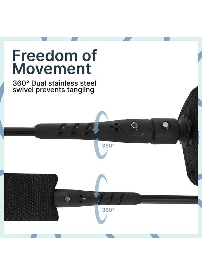 BPS 'Storm' Premium Coiled Sup Leash 10Ft Leash With Triple Rail Savers And Double Swivels (Koru Black) - Image 4