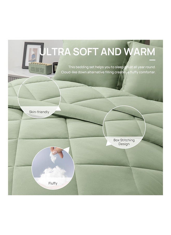 SIGNOOLA - Signoola Diamond Microfiber Heavy Comforter, 4.5 kg ,Set of 6 Piece (1 Comforter Blanket , 2 Pillow Cases , 1 Fitted sheet and 2 Pillows ), (240 cm x 250 cm),Double Bed Blanket for Winter Sage Color - Image 1
