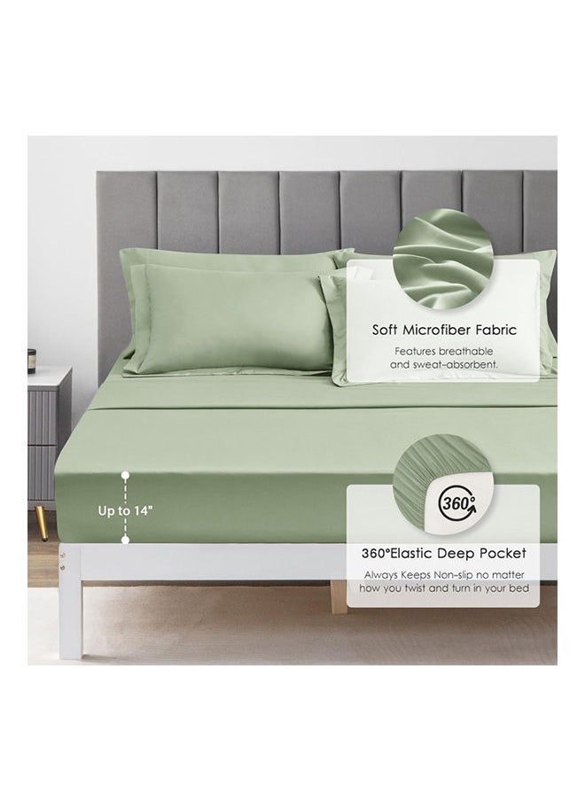 SIGNOOLA - Signoola Diamond Microfiber Heavy Comforter, 4.5 kg ,Set of 6 Piece (1 Comforter Blanket , 2 Pillow Cases , 1 Fitted sheet and 2 Pillows ), (240 cm x 250 cm),Double Bed Blanket for Winter Sage Color - Image 1