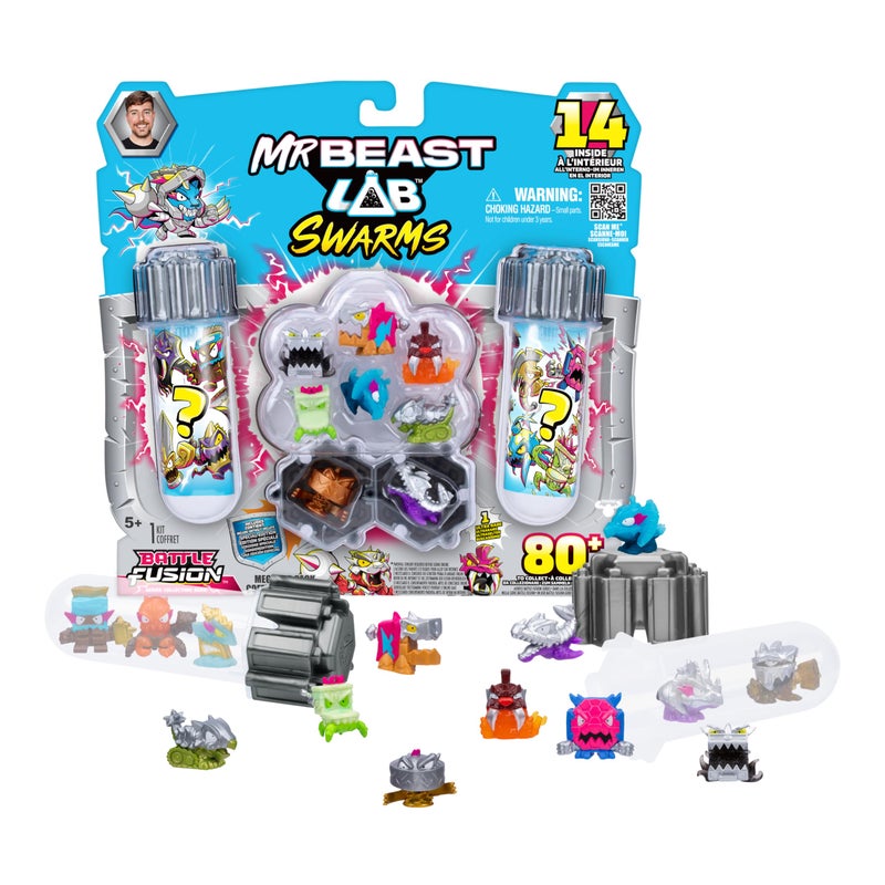مستر بيست لاب مجموعة Swarms Battle Fusion Mega Lab – 14 وحش صغير مع سيربنت سبير نادر جدًا، أكثر من 80 وحش قابل للجمع، ملصقات وأغطية قابلة للتركيب، شخصيات قابلة للتخصيص، مجموعة ألعاب تفاعلية للأطفال - Image 1