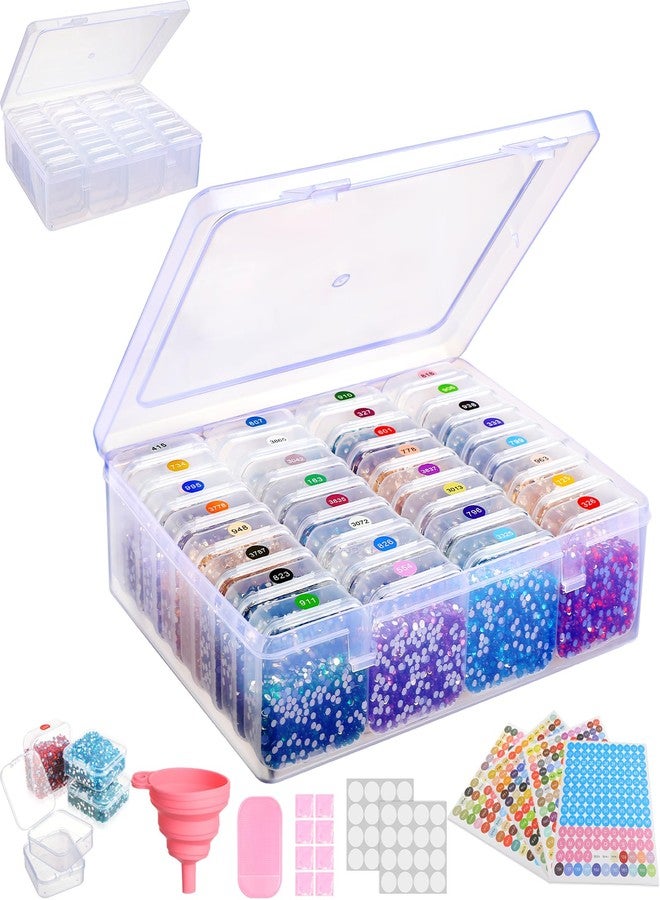 Willinglong Diamond Painting Storage Container, 32 Slots Portable Bead Organizer Box with Diamond Art Accessories and Tools for DIY Diamond Craft Jewelry Bead Storage - Image 1