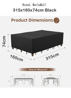 MarlaMall Patio Furniture Cover 315x160x74cm Black 210D  - Image 2
