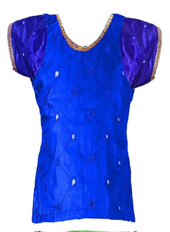 HIBA Golden color lehenga blue color choli with frill sequin golden duptta 18-24 Months old - Image 4