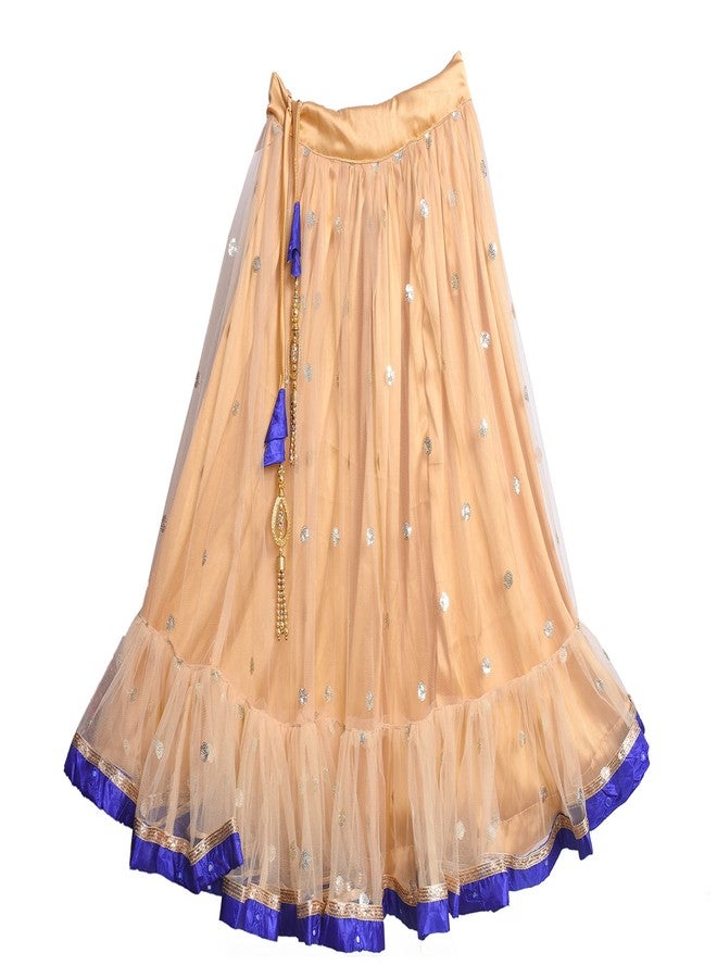 HIBA Golden color lehenga blue color choli with frill sequin golden duptta 18-24 Months old - Image 3