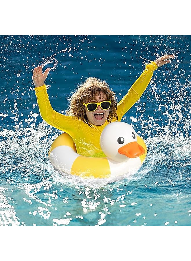 KASTWAVE Inflatable Duck Swim Ring Inflatable Duck Swim Float For Kids | Toddler Pool Swim Trainer With Safety Waist Support | Cute Duck Shape Swim Ring For Beach & Pool Party Fun - Image 2