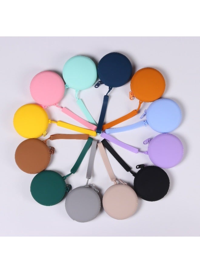 Summer Silicone Change Storage Convenient Carry-on Storage Bag Lipstick Earphone Bag Zipper Waterproof-Color:Dark Green (no. 5 Round Bag) - Image 2