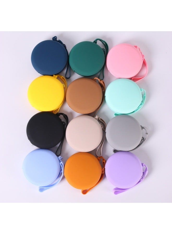 Summer Silicone Change Storage Convenient Carry-on Storage Bag Lipstick Earphone Bag Zipper Waterproof-Color:Dark Green (no. 5 Round Bag) - Image 3