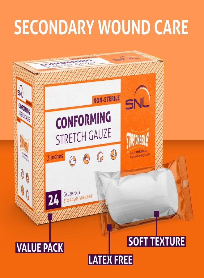 SNL Strechable Gauze Roll - Pack of 24 - by SNL Quality, 3 inch x 4.1 Yard, Conforming, Latex Free, Stretch Bandage Roll, Individually Wrapped Rolls, Fist Aid, Ideal for Mummy Wrap, and Vet Wrap - Image 3