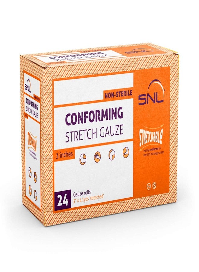 SNL Strechable Gauze Roll - Pack of 24 - by SNL Quality, 3 inch x 4.1 Yard, Conforming, Latex Free, Stretch Bandage Roll, Individually Wrapped Rolls, Fist Aid, Ideal for Mummy Wrap, and Vet Wrap - Image 1