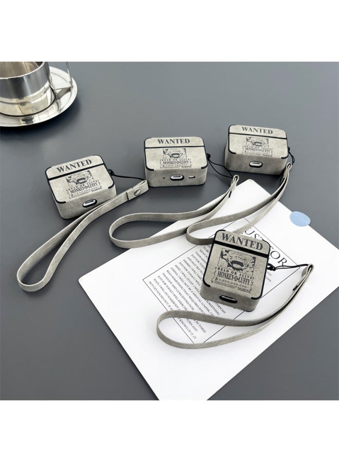 Luffy Reward Order Applies To Airpods4 For Apple Bluetooth Wireless Earphone Set 1/2/3 Generation Pro2 Leather Cartoon-Color:Clown Headphone Cover + Lanyard-Applicable Model:Airpods Pro2
