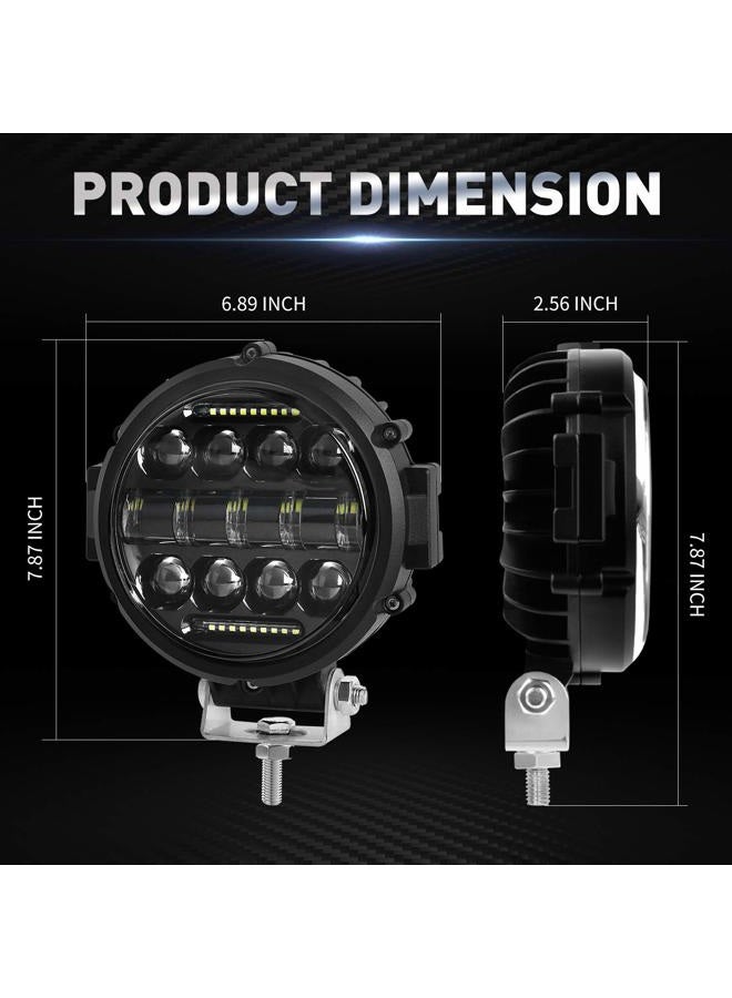 Aaiwa Round LED Work Light, 60W Flood Spot Combo Beam LED Light Bar with Daytime Running Light, 2PCS Off Road Driving Lights for Truck Pickup SUV ATV UTV - Image 2