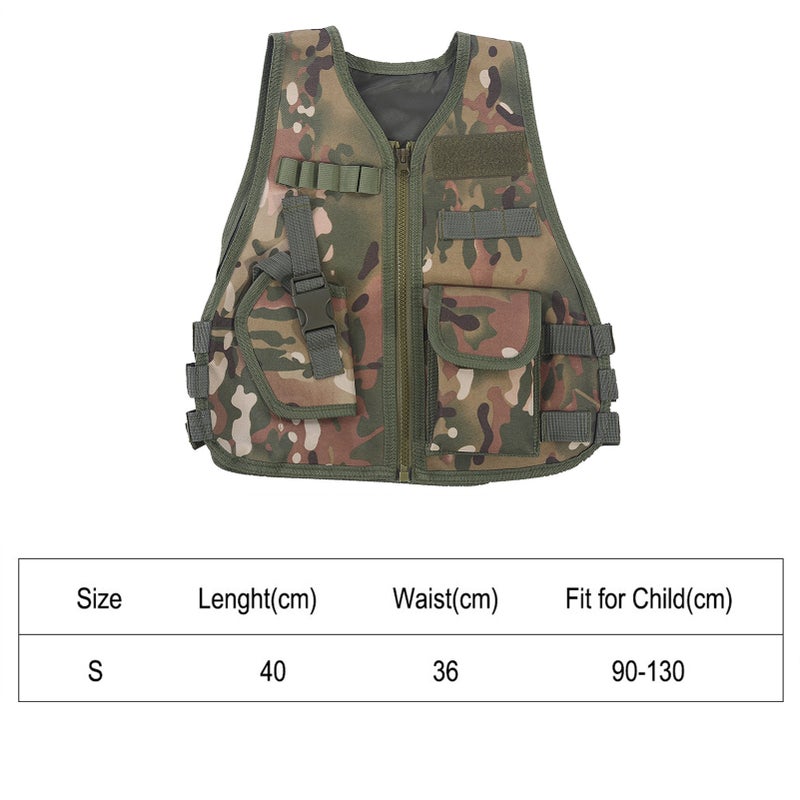 Children Camouflage Vest with Multi Pocket for Combat Outdoor Hunting Game(CP Camouflage S) - Image 1