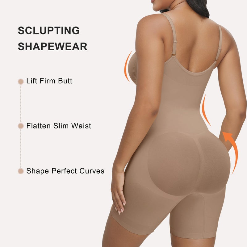 SHAPERX Shapewear Bodysuit for Women Tummy Control Seamless Zip-Up Body Shaper Waist Snatched Body Suit,SZ5862-Sienna-L/XL - Image 2