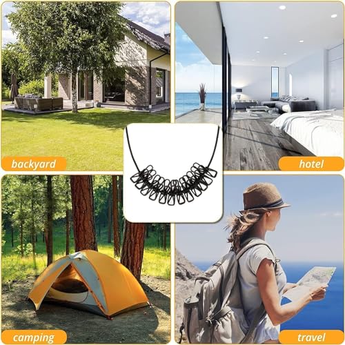 Nibbler Cloth Drying Rope with Hooks (Pack of 3) Elastic Cloth Hanging Rope for Cloth Drying with 12 Clips for Travel Home Outdoor Kapde Sukhane ki Rassi Wire (Pack of 3) - Image 2