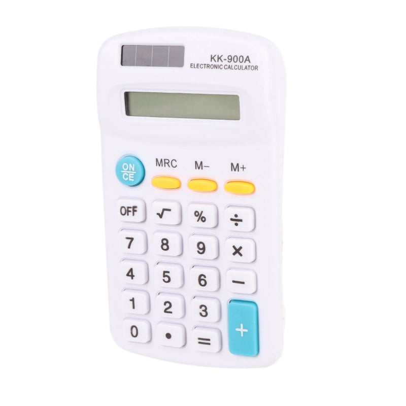Mini Calculators Handheld 8 Digit with LCD Display Sensitive Button Solar Battery Dual Power for Office School BusinessWhite - Image 2