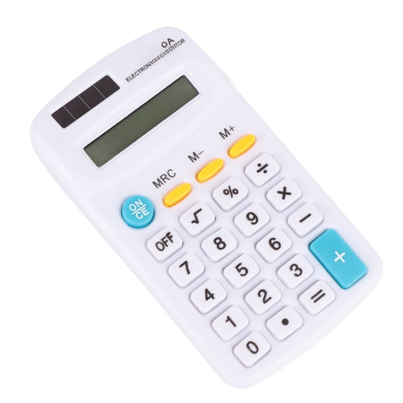 Mini Calculators Handheld 8 Digit with LCD Display Sensitive Button Solar Battery Dual Power for Office School BusinessWhite - Image 1