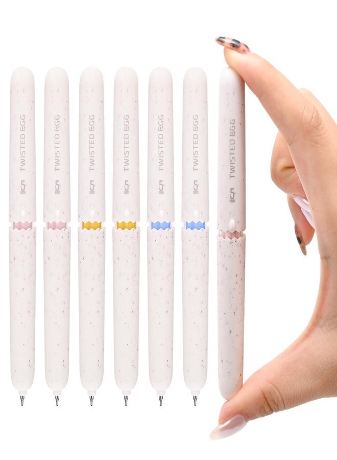 Temiary 6 Pcs Mini Gel Pens, 0.5 mm Black Ink Fine Point Gel Ink Pen for Journaling Note Taking, Aesthetic Smooth Writing Pocket Pens for Office School Supplies (White) - Image 1