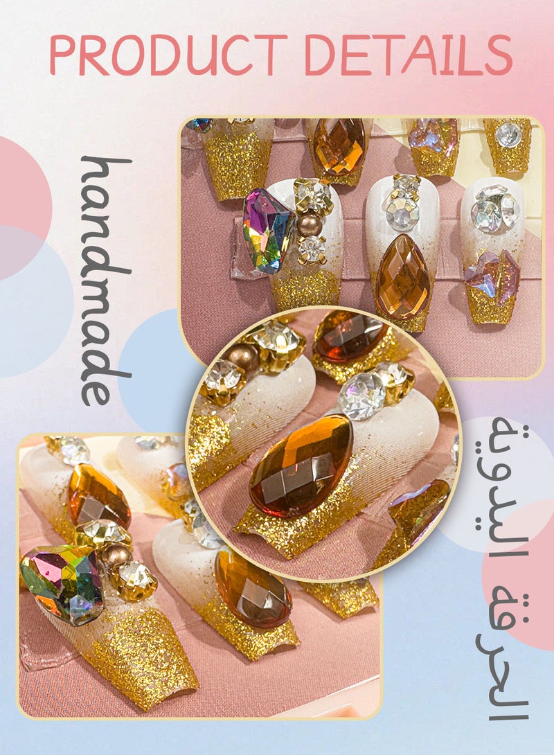 l&wen 24 Pcs Fake Nails Tip Set Long Lasting Stylish Chip-Free Short French Press on Nails Nail Art Design for Salons and DIY with 36Pcs Nail Adhesive Glue Tapes - Image 2