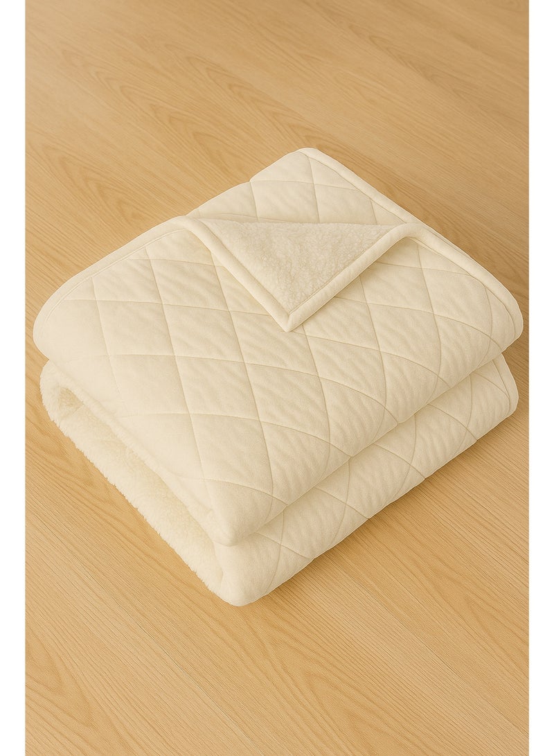 مينج لي مفرش شتوي نفر واحد مضغوط وجهين (مخمل / فرو) – طقم مفارش 4 قطع (1 لحاف + 1 شرشف سرير مطاطي + 2 أغطية وسائد ديكورية) مناسب لسرير مقاس 120×200 سم - Image 3